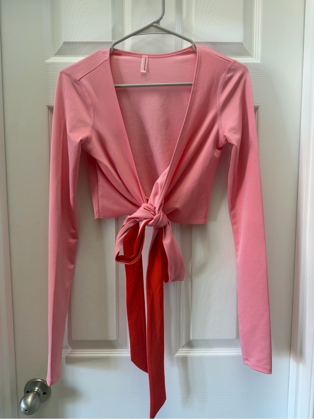 Intimately Free People Pink Wrap Tie Front Long Sleeve Crop Top Size S